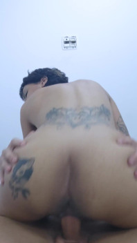 Bald Monster Fills Tattooed Teen's Pussy with Hot Cum: Fuck in the Assless Room
