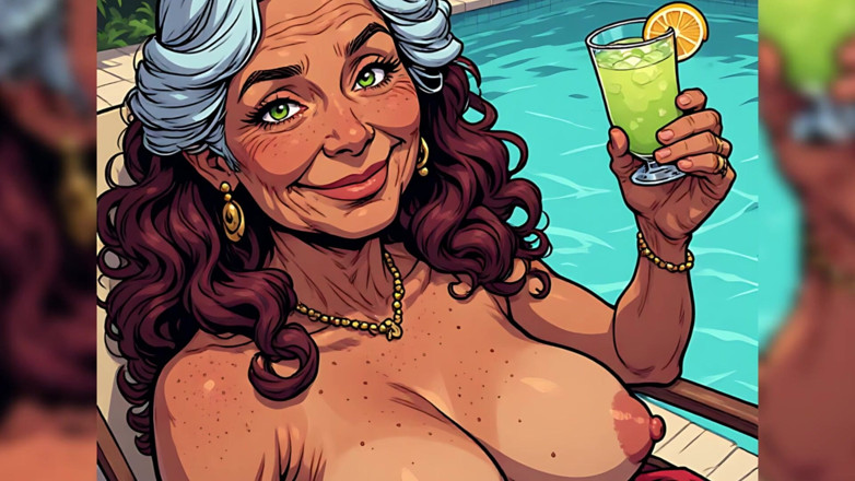 AI Porn: Tette fuori rilassarsi a bordo piscina (ai art)