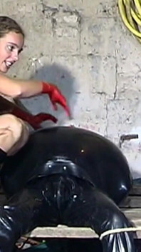 Latex Mistresses Dominate Suspended Rubber Bound Men