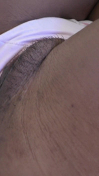 Ebony in panties creampied by white cock