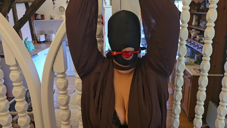 Slutty Ms B: Ball Gagged and Touched up