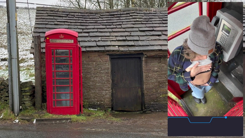 Cumming Hard in Public Red Telephone Box with Lush Remote Controlled Vibrator in English Countryside (Serenity Cox)