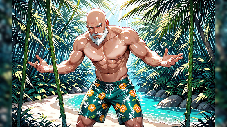 Erotic Man: Красивый лысый старик без рубашки