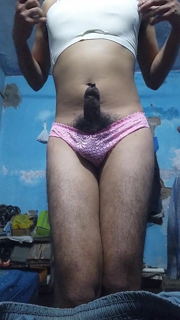 Young Indian Sissy Femboy in His Step Sister's Bra and Panties While Jerking Until Cum (Lustyizlife)