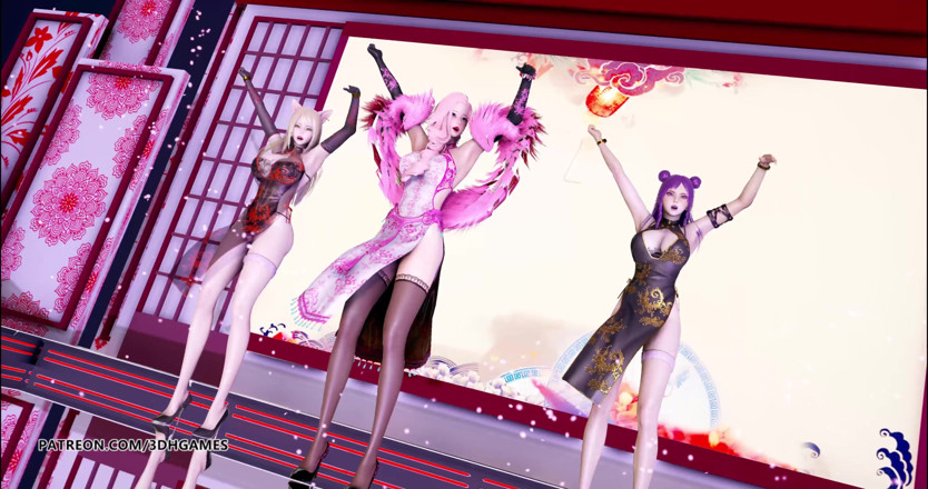 3D-Hentai Games: 桃源蓮華 - ストリップアーリカイサセラフィーンホットエロダンス