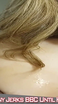 Pretty White Girl Jerks BBC Until Her Tits Get Glazed