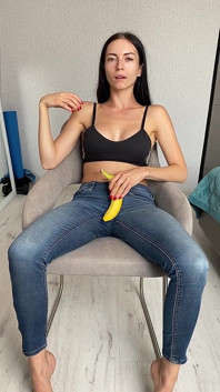 Teasing in Jeans,eating & Sucking Banana