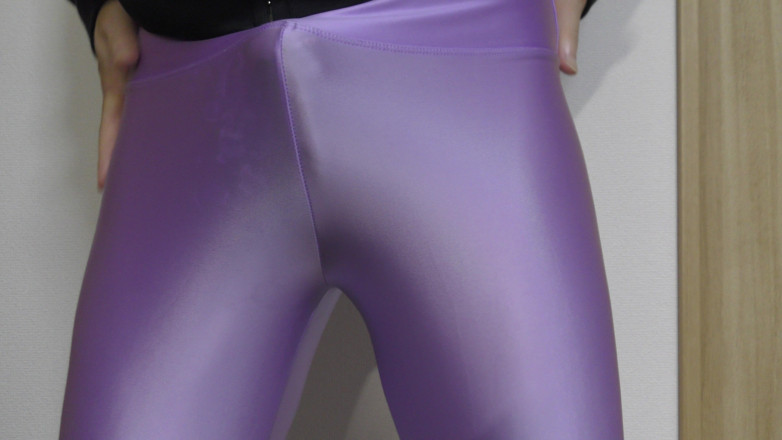 LovePantyBoy: Masturbation with Purple Satin Leggings