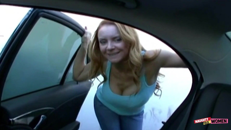 Naughty old women: Being Plowed in a Car in Public Fills the Busty...