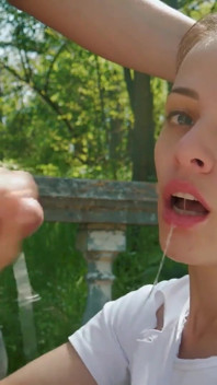 Sloppy Outdoor Blowjob and Cum Swallow with Stranger Outdoors