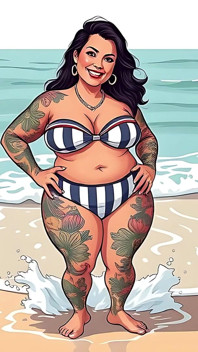 Ai Tattoo Art Curvy Bikini Women
