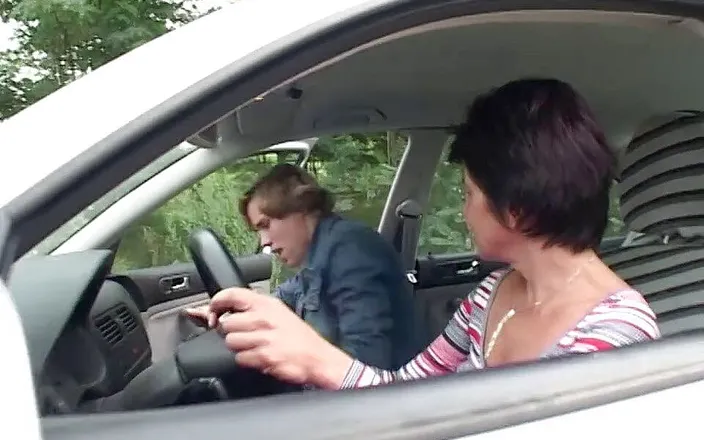 Moms With Boys: Brunette GILF fucked outdoor and on the car