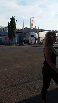 Granny Walking Outside in Black Leggins