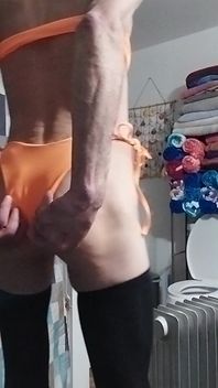 Cdmichelle Wearing Sexy Tan Swimsuit
