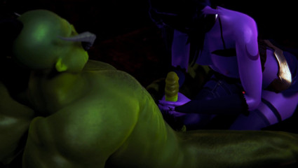 Waifu club 3D: Elf jerking off big green cock