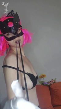 Discover My Desire with My Kitty Mask and Natural Tits