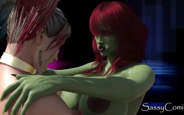 Sassy comics: Harley Quinn fucking Poison Ivy With Neon Strapon Dildo