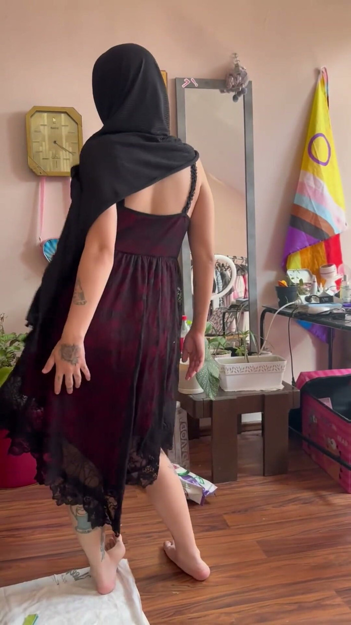 lanalovacutie: Muslim Goth Striptease in Hijab