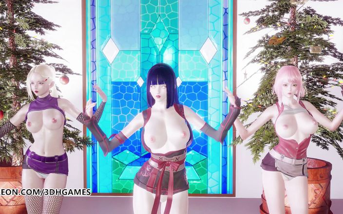 3D-Hentai Games: Deux fois - Ressentez un strip-tease spécial Ino Sakura Hinata, danse érotique 3D,...