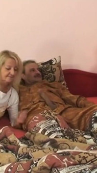 The old lady takes a blonde girl to fuck her old husband for the first time