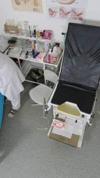 Recording of rectal temperature measurement of naked female