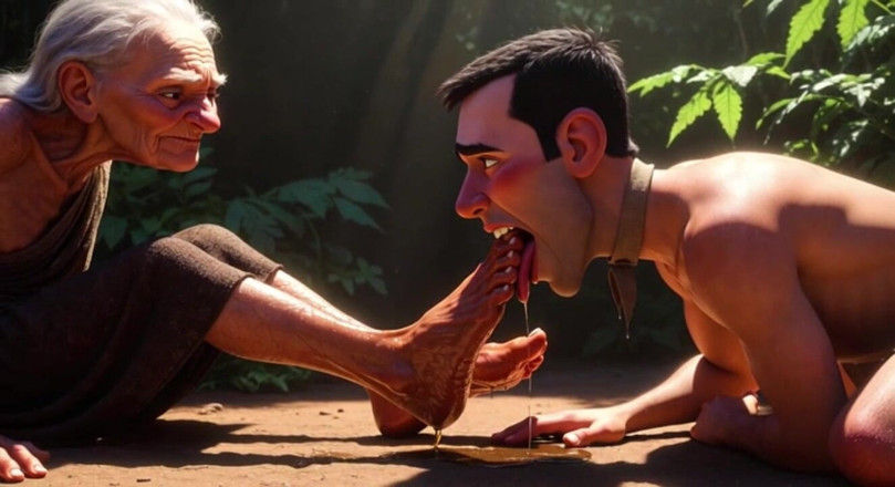 YOUR BEST FANTASY: Uomo sottomesso che serve i piedi di una donna anziana...