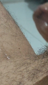 Young Man with a Big Dick Has a Triple Orgasm in the Mirror.