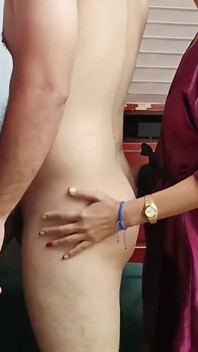My Stepsister's Sexy Robe Excites Me and Even More When I See Her Masturbate Ending with Her Tits.
