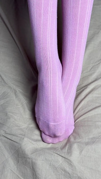 Pink Socks in Hands of Mistress with Blue Nails in Solo Video