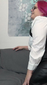 Hot Blowjob in Pvc Leggings and a Blouse with High Heels