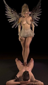 La ragazza geek angel girl fa un footjob pov