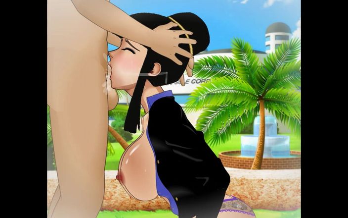 Hentai produce: Chi-chi får halsen knullad utanför kapsel corp