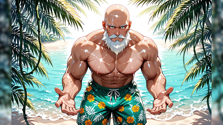 Erotic Man: 英俊的秃头老人无衬衫