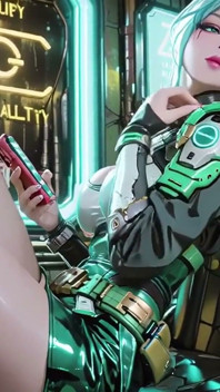 The Green Armored Girl! Silver-haired Valkyrie Kneeling and Glancing Back, Fingertips Tracing Her Cold Metallic Suit.