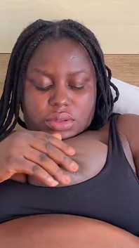 Pregnant Ebony Solo Masturbation with a Big Cucumber