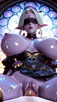 Dark Elf Priestess Czci w Zakazanej Świątyni - Fantazja z zasłoniętymi oczami, Duży tyłek, Duże cycki, Obciąganie, Doggystyle