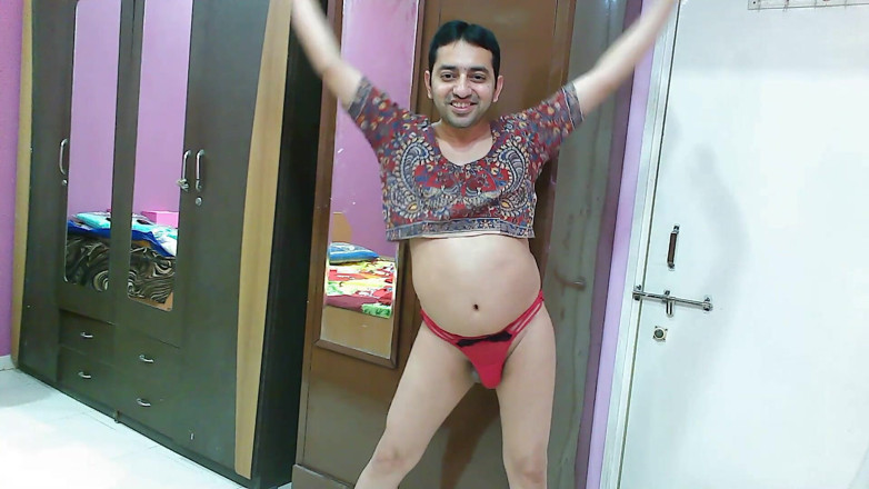 Cute & Nude Crossdresser: Sexy sissy crossdresser femboy Sweet Lollipop in a printed top,...