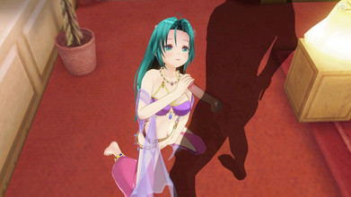 H3DC: Awek Hentai 3D dengan rambut biru menyentuh pepeknya dan melancap zakar...