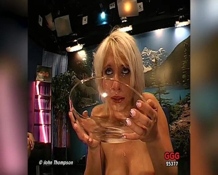 GANGBANG and BIG BOOBS: Blonde Andrea Swallows Loads of Cum in Intense Bukkake Gangbang
