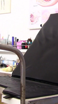 Mature gyno- freaky gyno doctor operates cam in his surgery to record patients