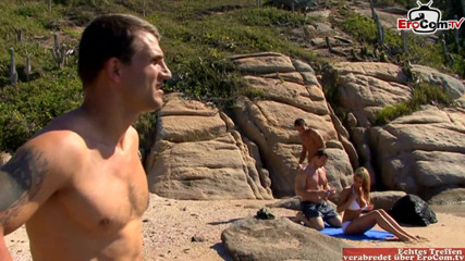 EroCom: One skinny blonde fuck with three guys outdoor an anal