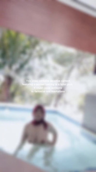 Woman Hijab Bathing Naked in an Open-air Hotel Pool