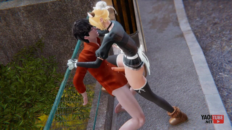 Yaoitube: Yaoi - sexy criada gato femboy es follada en público