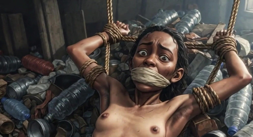 YOUR BEST FANTASY: Naked Slave Girl Dumped in Trash - Bondage &amp; Desperate for Creampie