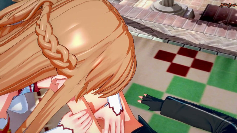 Hentai Smash: Asuna ssanie penisa Kirito przed zrobieniem 69 - Art Online Hentai.