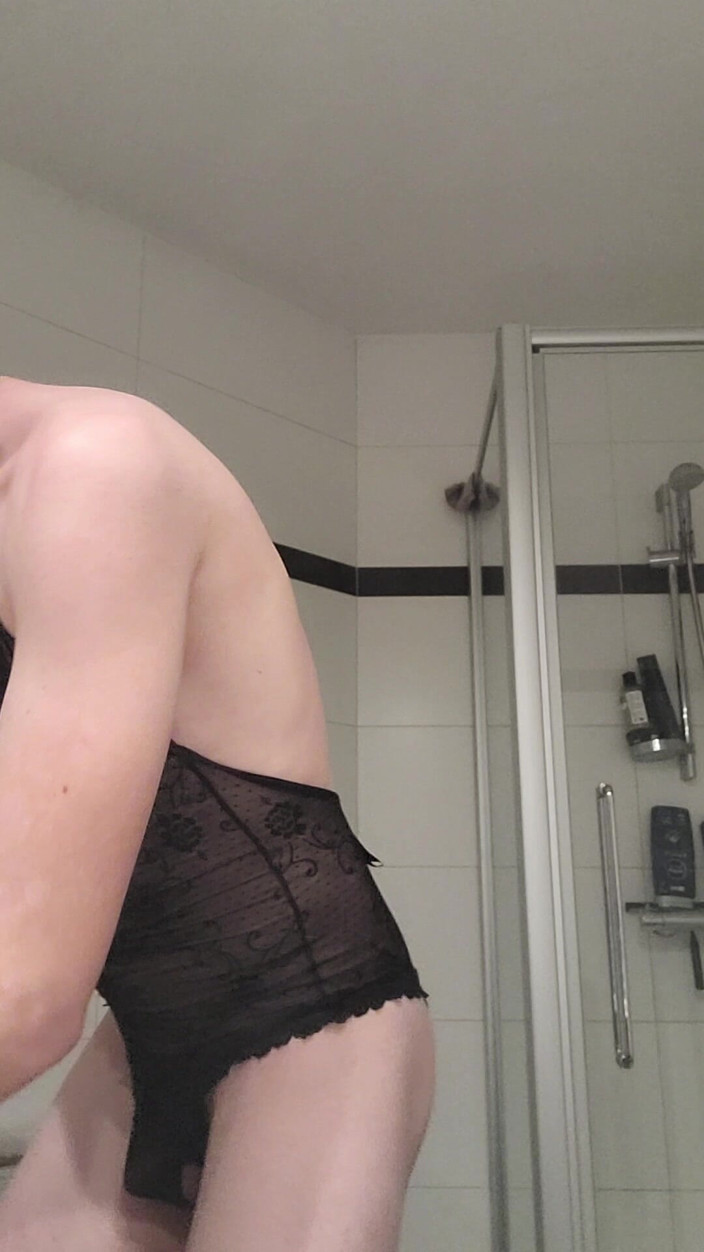 Newboy Straight: Straight Boy in Black Sexy Lingerie