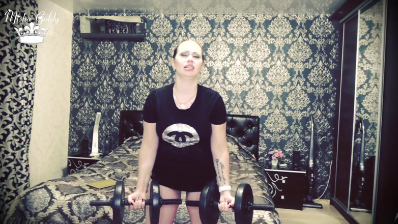 Goddess Misha Goldy: 101 weight liftings repeats for biceps challenge!