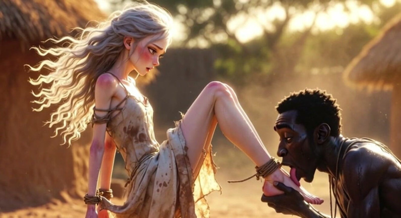 YOUR BEST FANTASY: Femme Blanche En Esclavage - Homme Africain Léchant Passionnément Les Pieds