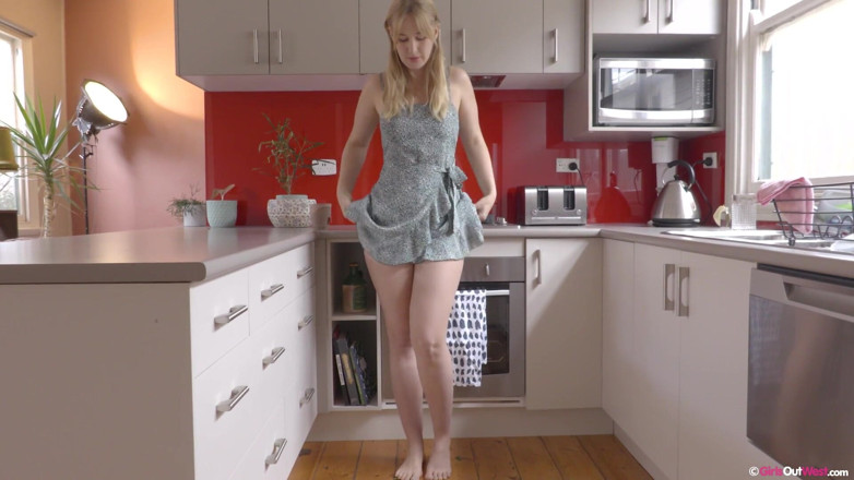 Girls Out West: Hot blonde babe with firm boobs fingers and toys her...