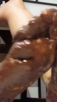 My Feet with Varnished Nails, All Covered with Chocolate Cream